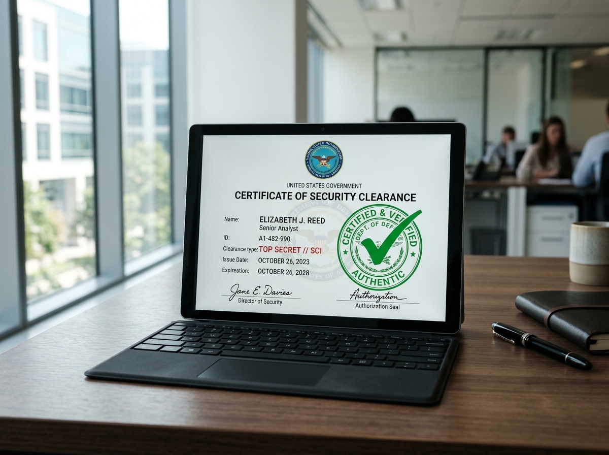 Illustration of a Police Clearance Certificate with a verified seal